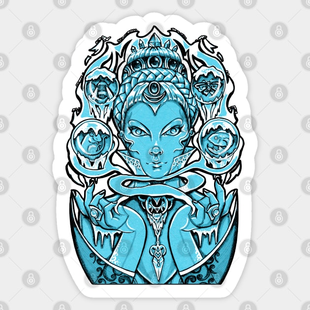 The Snow Queen - Black Outlined Version Sticker by Nat Ewert Art